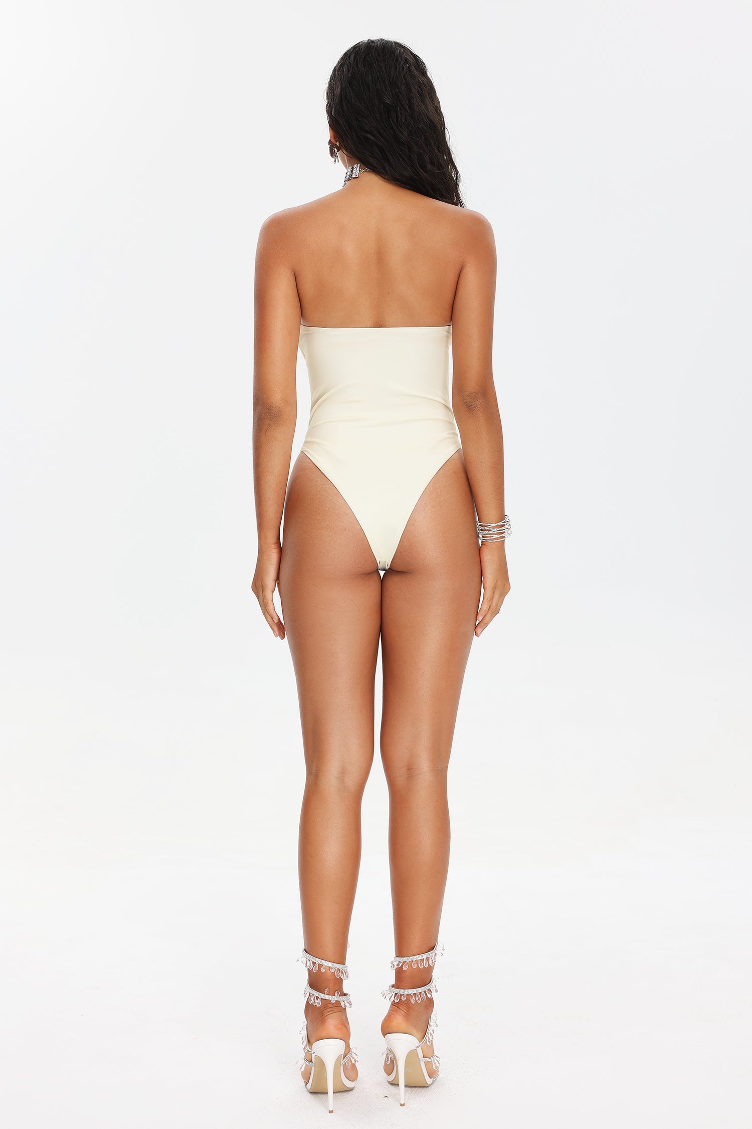 Ivory Flower Cut Out  Swimsuit - House of Pinks USA