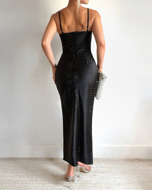 KALINA MIDI DRESS - BLACK - House of Pinks USA
