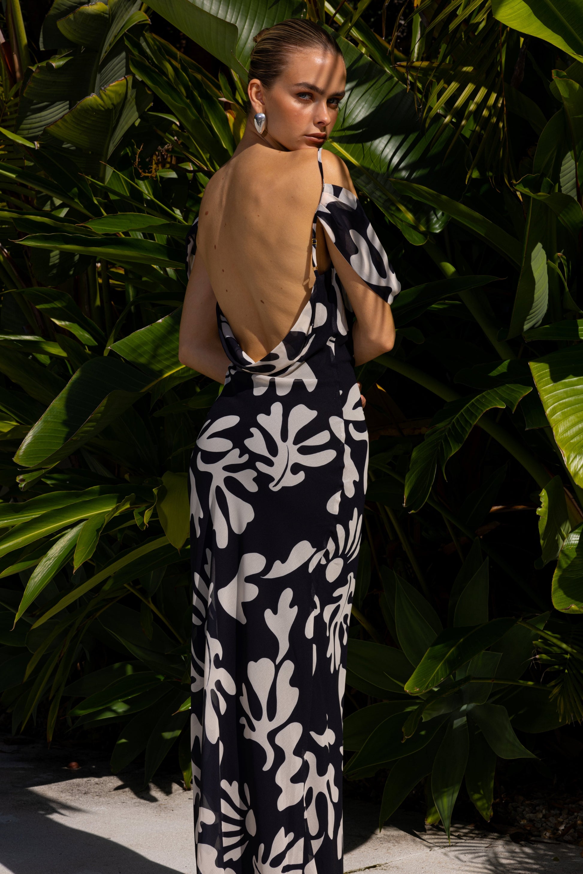 NUOVO MAXI DRESS - BLACK BOTANICA - House of Pinks USA