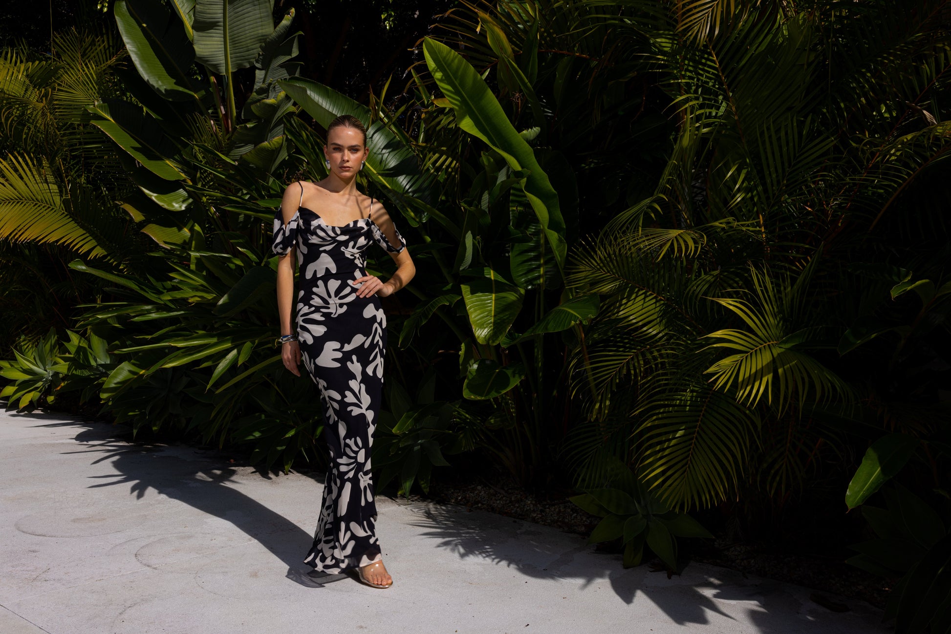 NUOVO MAXI DRESS - BLACK BOTANICA - House of Pinks USA