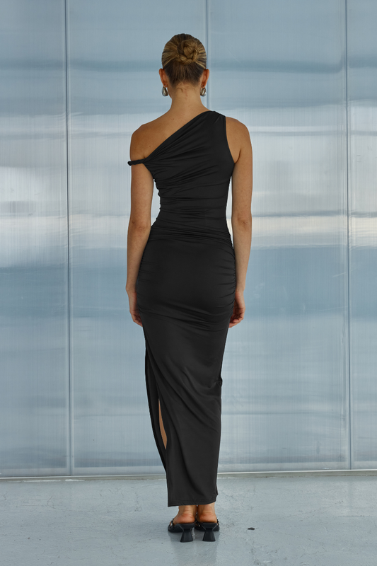 KARMINA MIDI DRESS - BLACK - House of Pinks USA